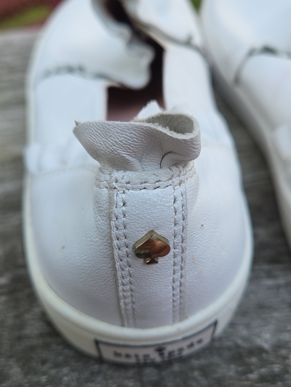 kate spade Lillie White Leather Slip-On Flats with Ruffle Trim - Picture 4 of 10